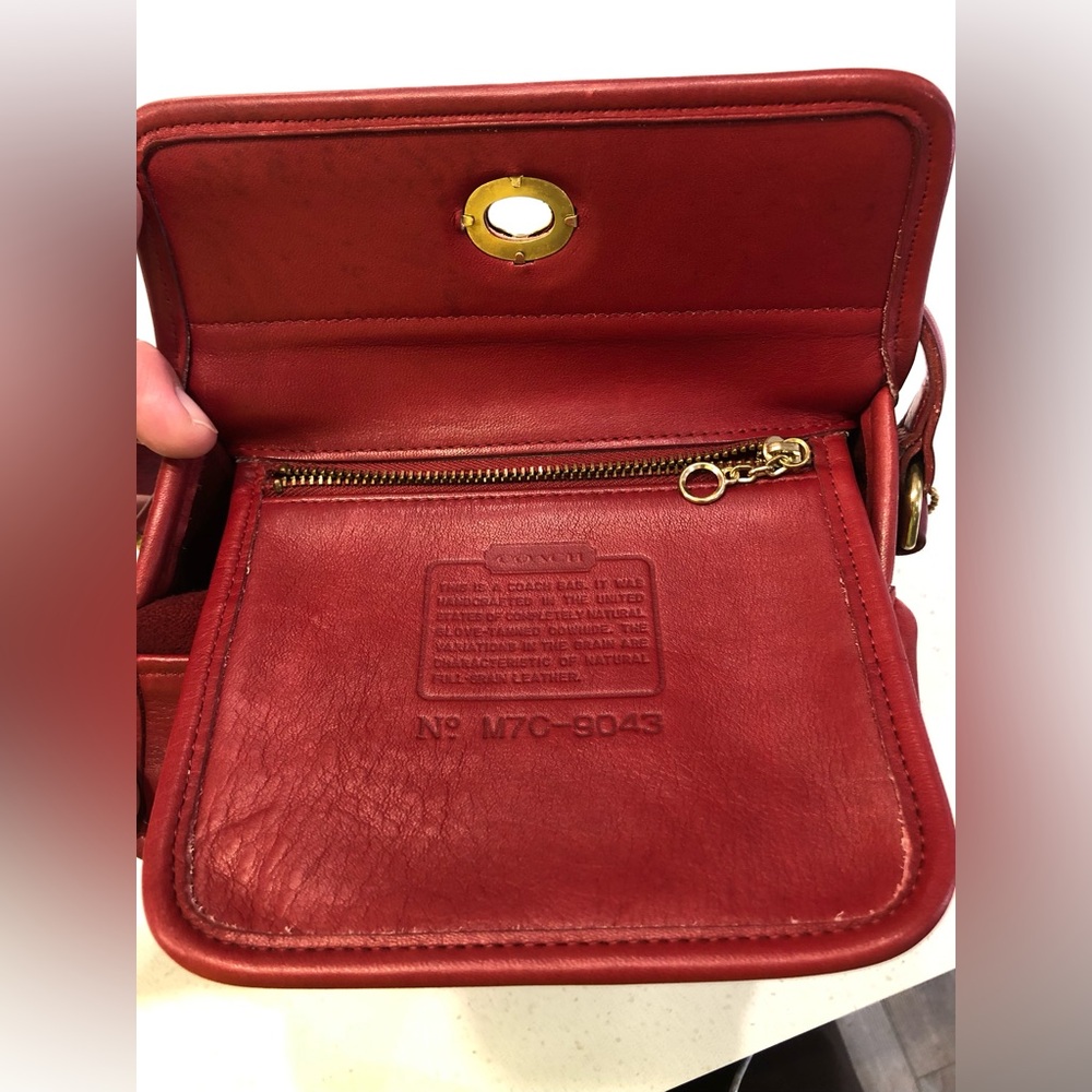 Vintage Coach Hard To Find Red Leather Geometric Bag #9043 Handbag With Hangtag - Picture 13 of 16